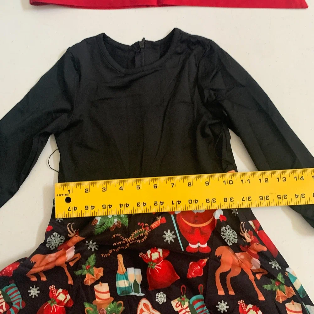 Christmas Dress Size 4-5 Years Girls Kids Long Sleeve Dress Holiday - Picture 5 of 12